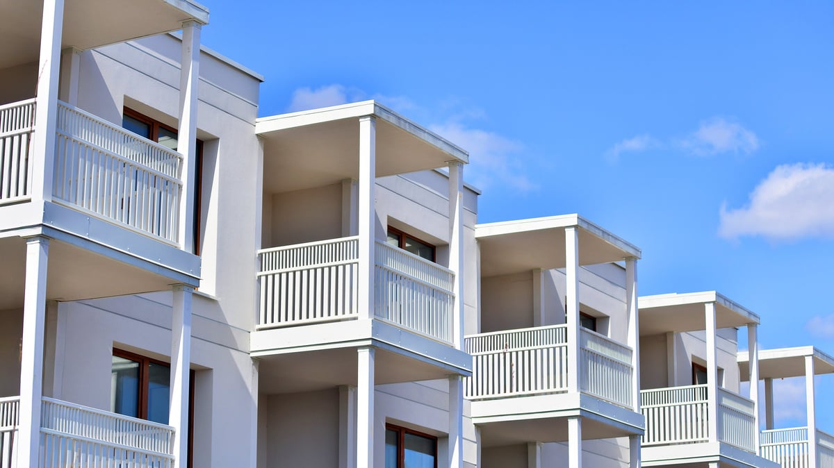 Exterior of new multi-story residential building